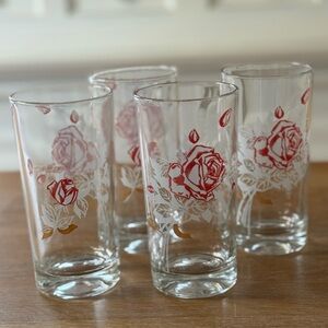 🌹 MCM Highball Rose-Patterned Glass Set